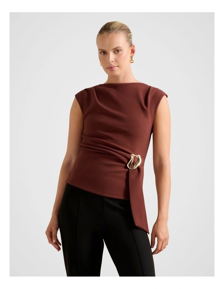 Serena Hardwear Detail Top in Brown image 1