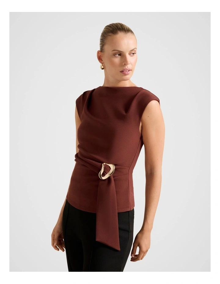 Serena Hardwear Detail Top in Brown image 3