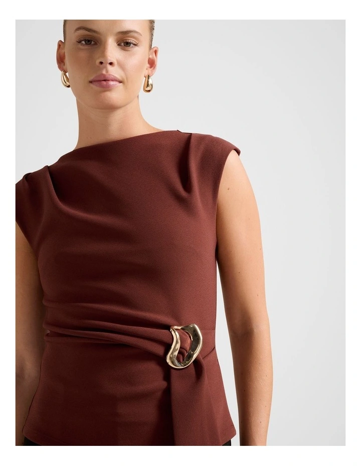 Serena Hardwear Detail Top in Brown image 4