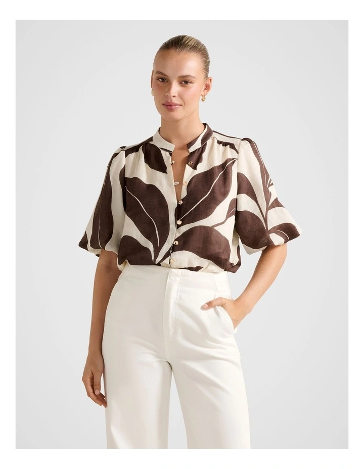 Paloma Puff Sleeves Blouse in Brown image 1