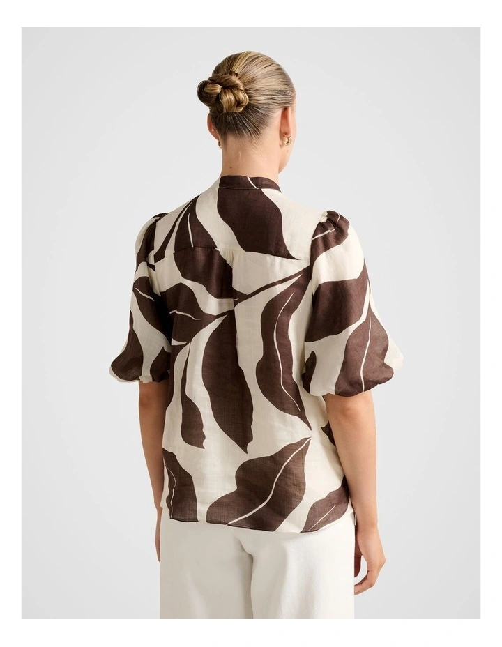Paloma Puff Sleeves Blouse in Brown image 2