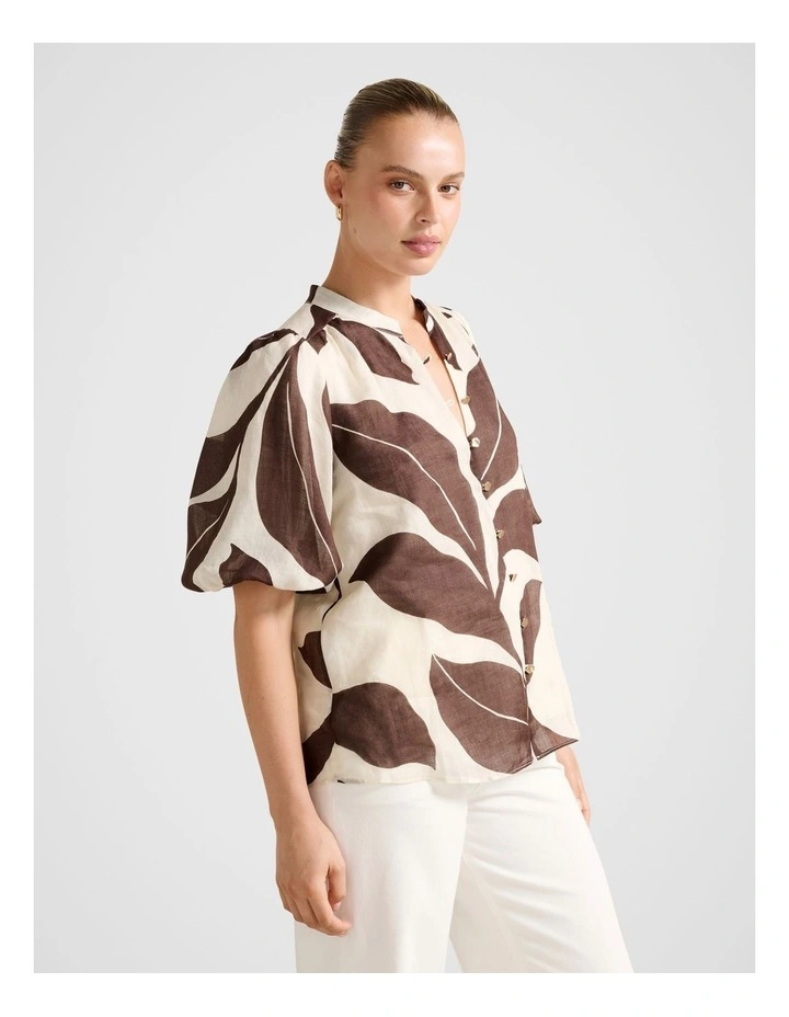 Paloma Puff Sleeves Blouse in Brown image 3