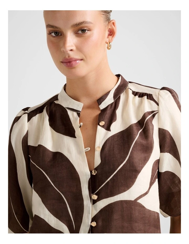 Paloma Puff Sleeves Blouse in Brown image 4