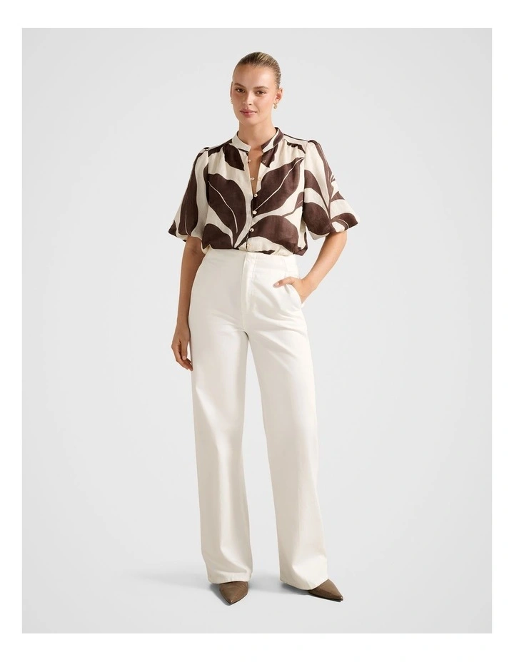Paloma Puff Sleeves Blouse in Brown image 5