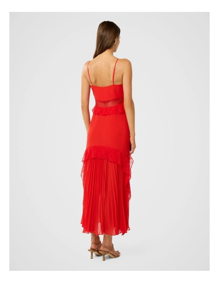 Lara Pleated Ruffle Maxi Dress in Red image 2