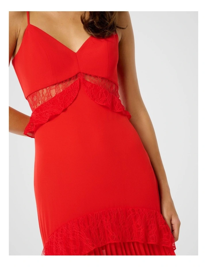Lara Pleated Ruffle Maxi Dress in Red image 4