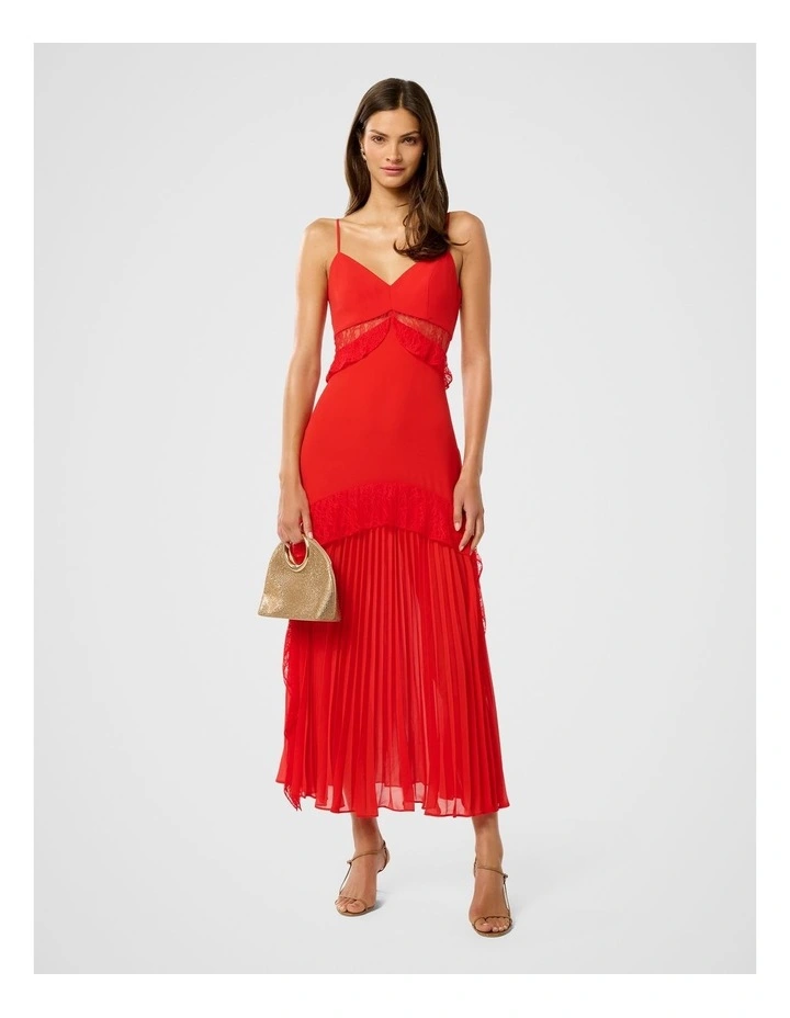 Lara Pleated Ruffle Maxi Dress in Red image 5