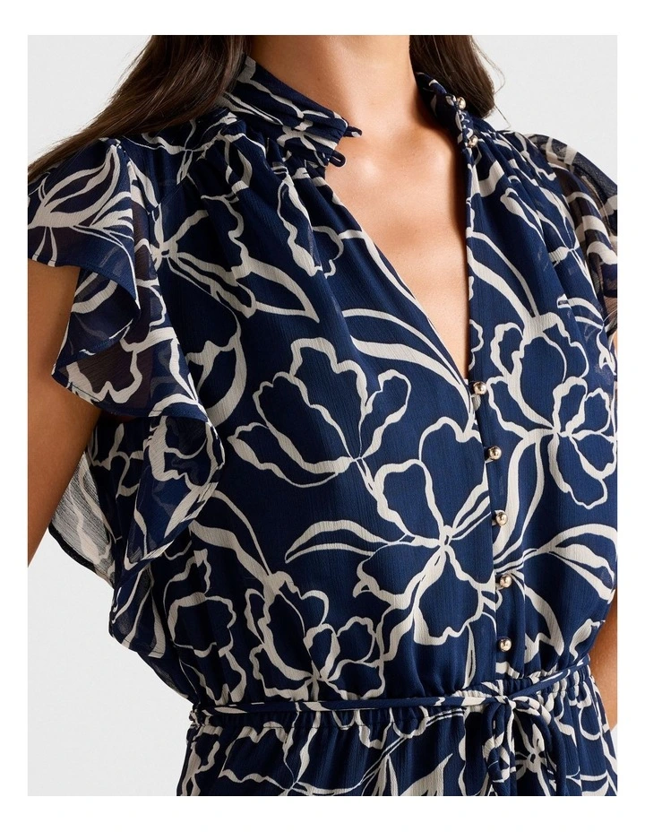 Maxwell Flutter Sleeves Midi Dress in Navy image 4