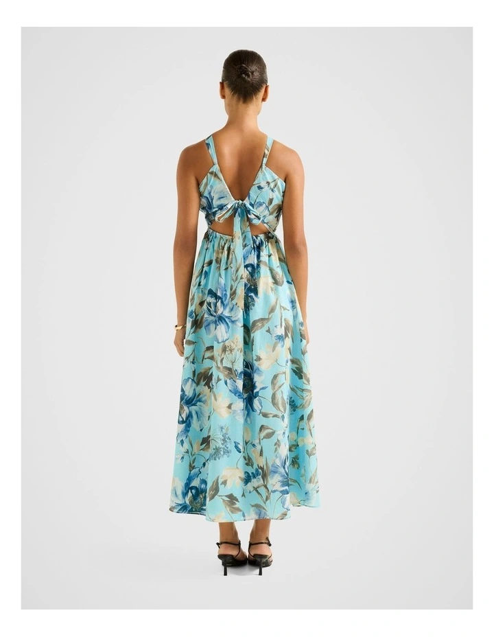 Dakota Printed Halter Neck Midi Dress in Blue image 2