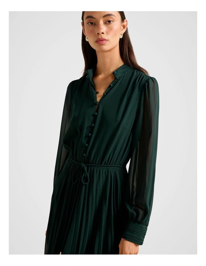 Annabel Button Through Midi Dress in Green image 4