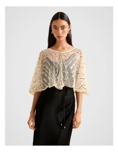 Scarlett Sequin Cape in Gold