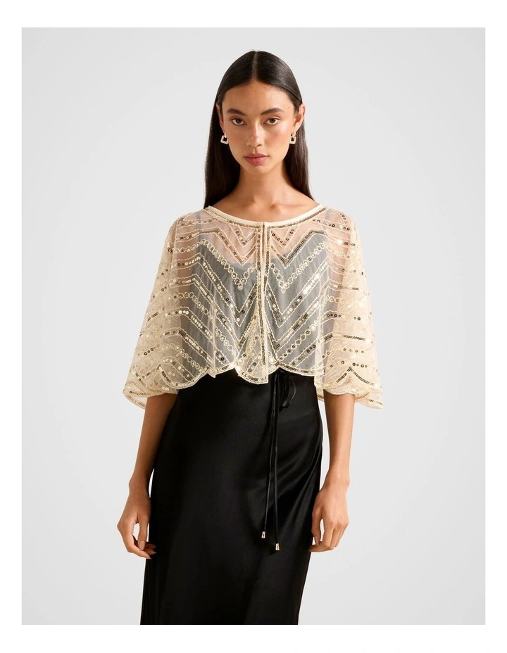 Scarlett Sequin Cape in Gold image 1