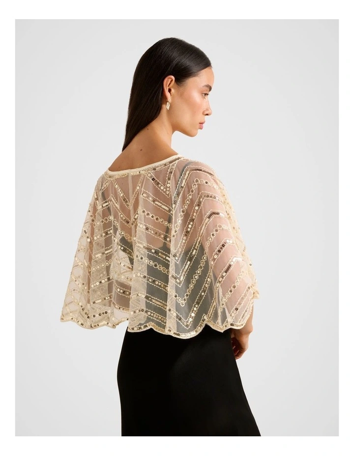 Scarlett Sequin Cape in Gold image 2