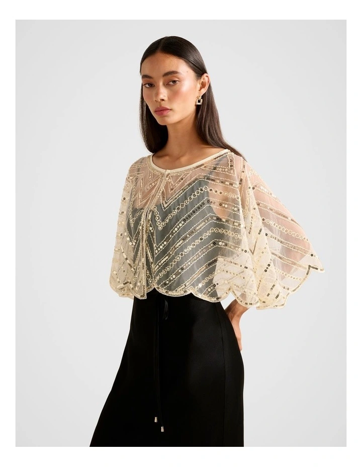 Scarlett Sequin Cape in Gold image 3