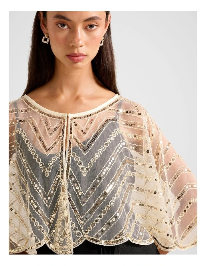 Scarlett Sequin Cape in Gold image 4