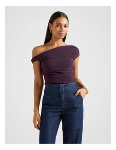 Mia Twist Shoulder Top in Purple