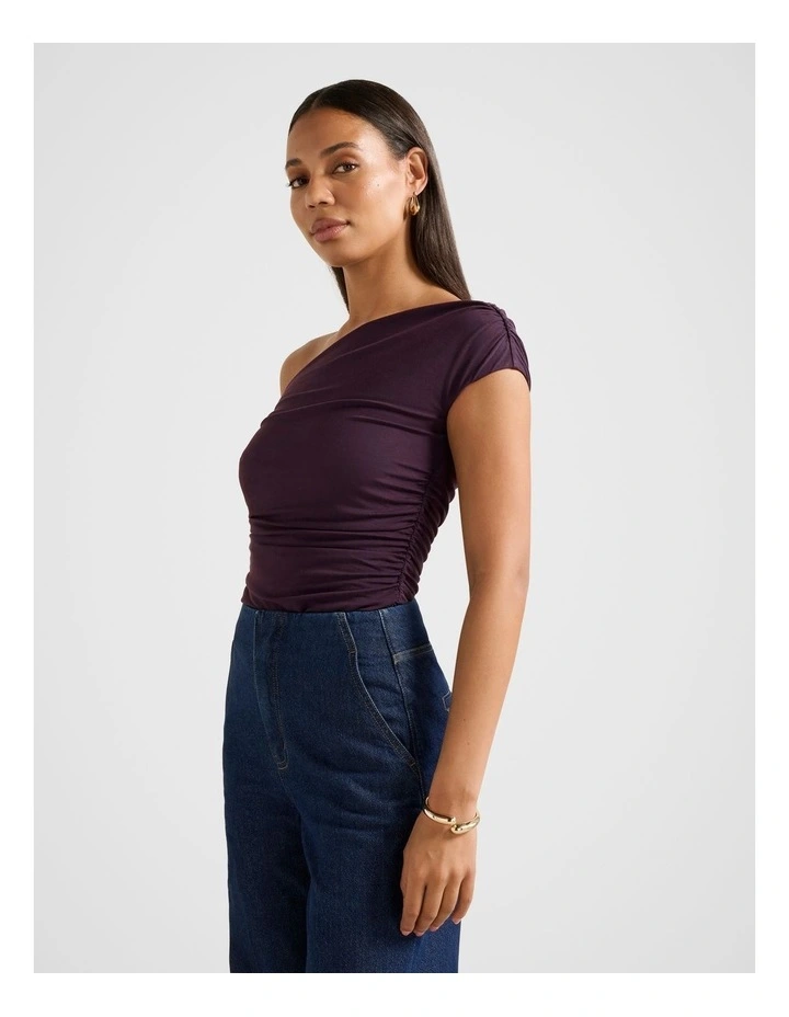 Mia Twist Shoulder Top in Purple image 3