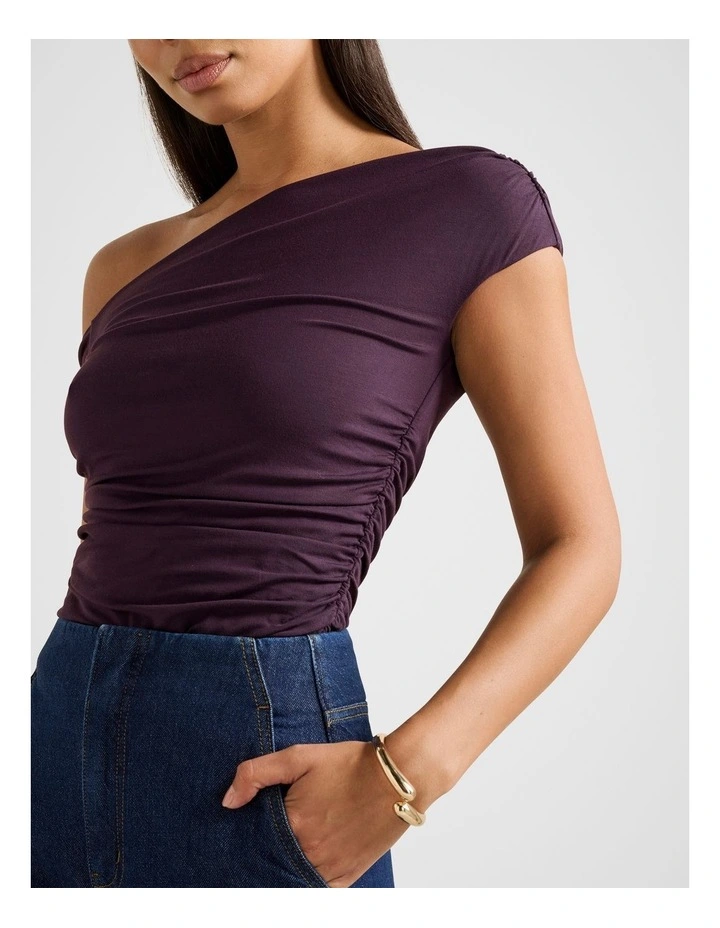 Mia Twist Shoulder Top in Purple image 4
