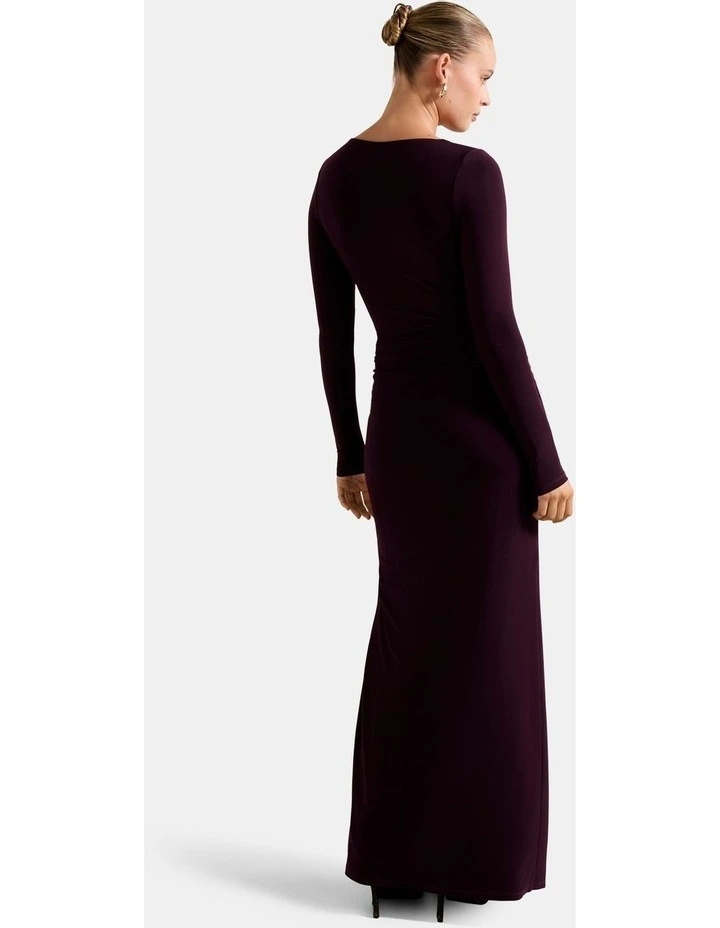 Florence Ruched Jersey Midi Dress in Purple image 2