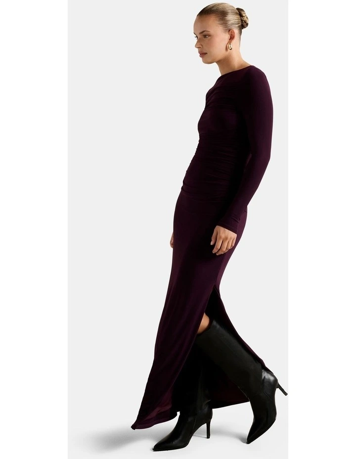 Florence Ruched Jersey Midi Dress in Purple image 3