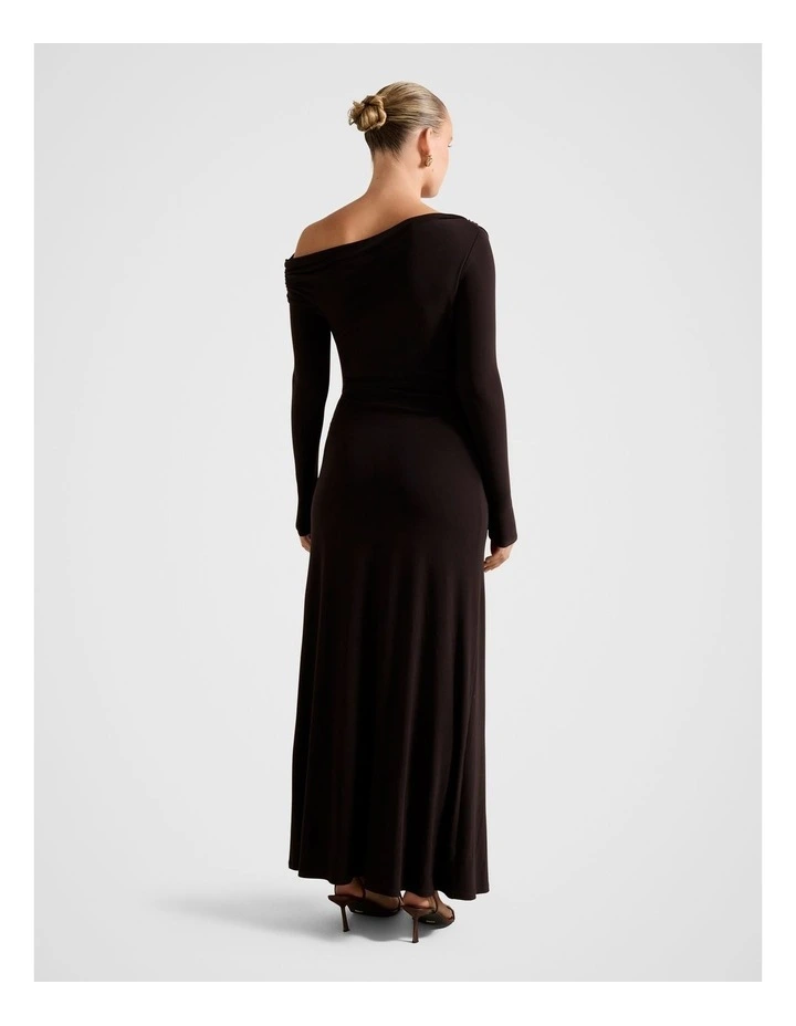 Dixie Asymmetrical Draped Midi Dress in Purple image 2