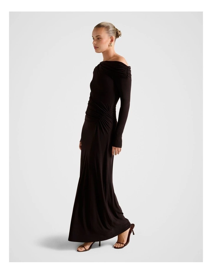 Dixie Asymmetrical Draped Midi Dress in Purple image 3