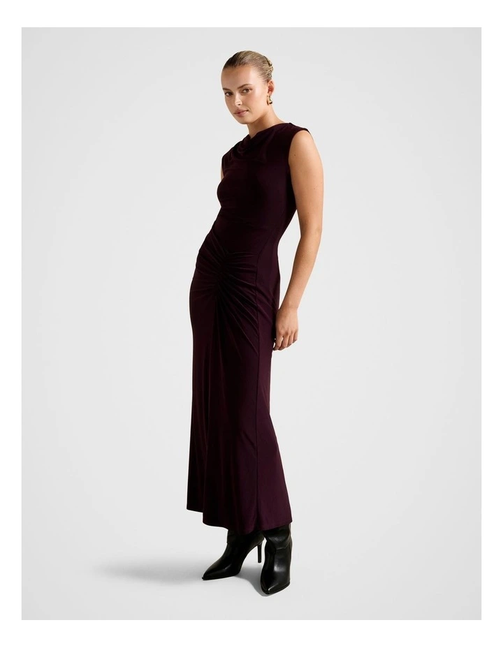 Carrie Draped Bodycon Midi Dress in Purple image 3