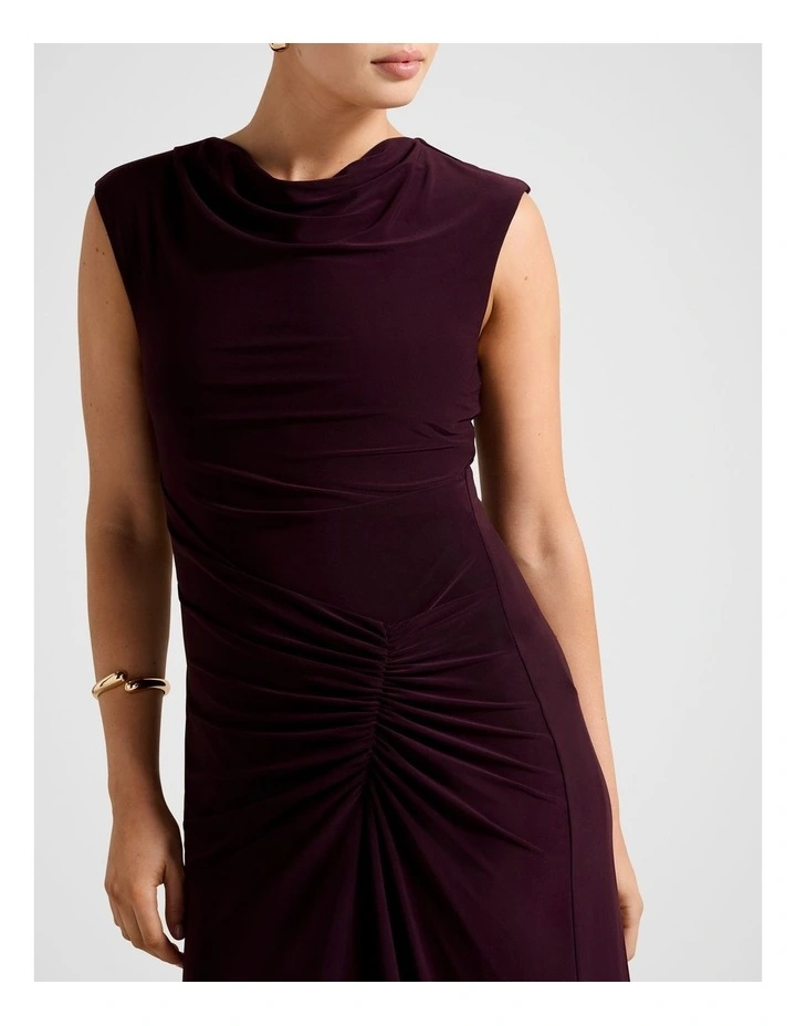 Carrie Draped Bodycon Midi Dress in Purple image 4