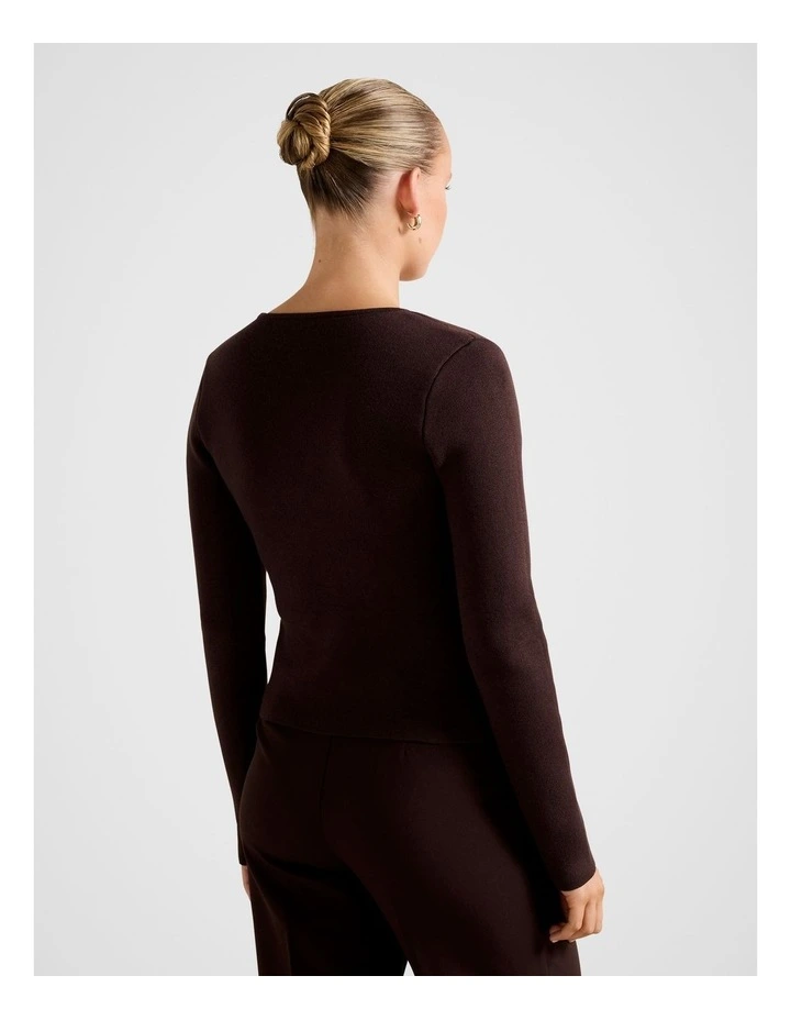 Eryn Knitted Cardigan in Brown image 2