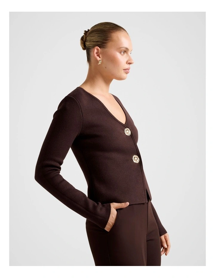 Eryn Knitted Cardigan in Brown image 3