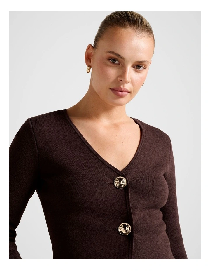 Eryn Knitted Cardigan in Brown image 4