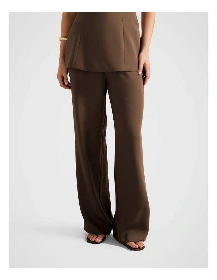 Enya Elastic Wide Leg Pants in Brown image 1