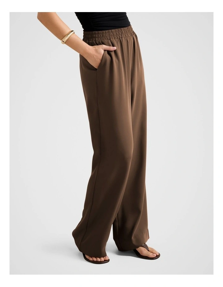 Enya Elastic Wide Leg Pants in Brown image 3