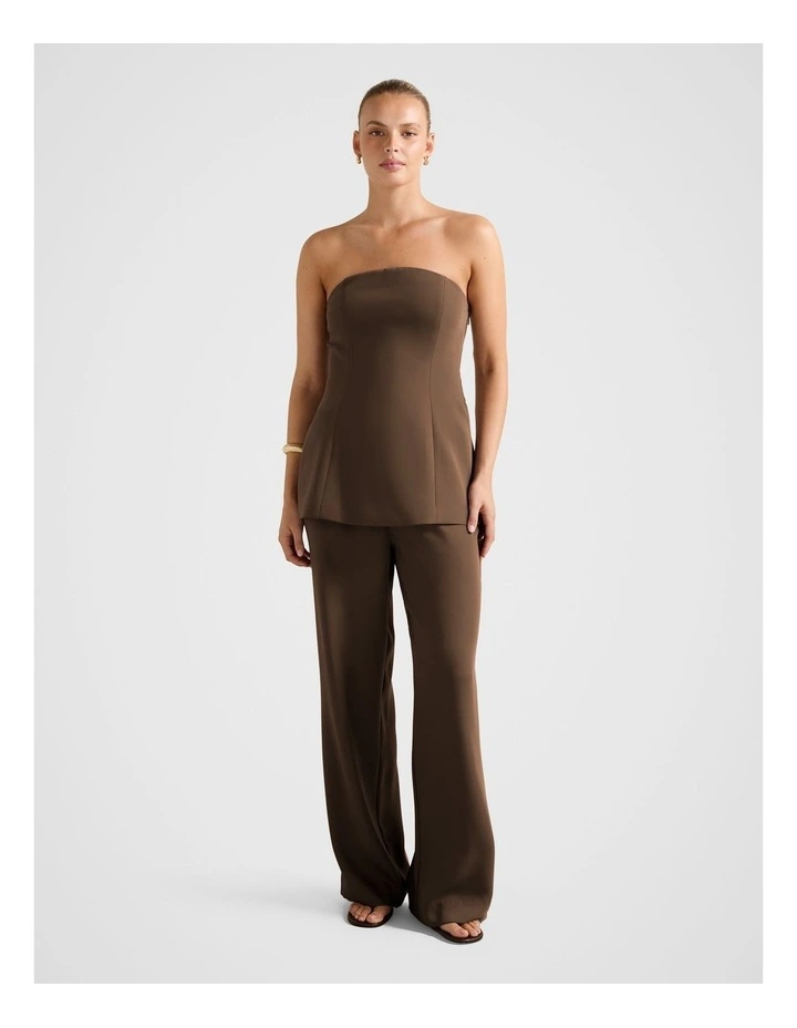 Enya Elastic Wide Leg Pants in Brown image 5