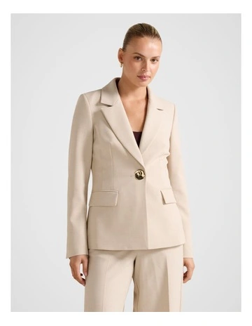 Lulu Gold Button Blazer in Cream