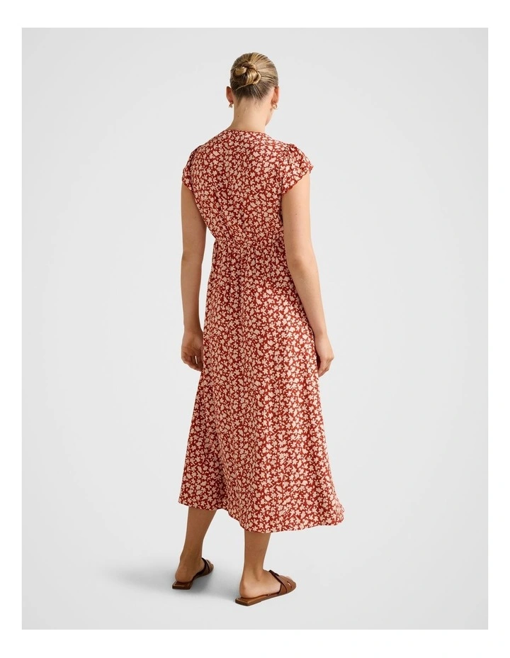 Winona Scallop Detail Midi Dress in Red image 2
