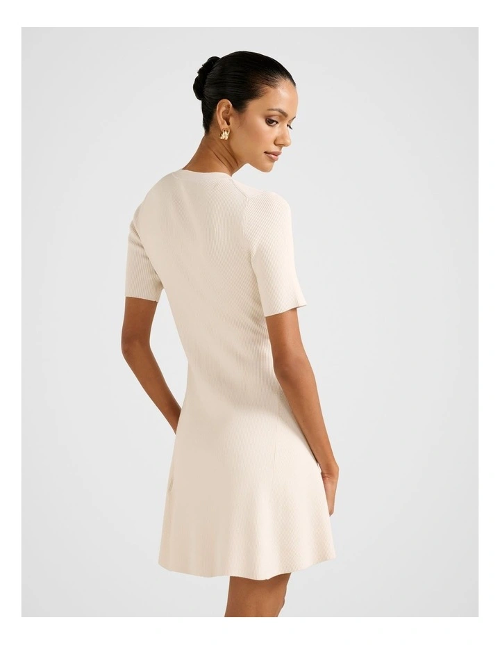 Mallory Button Detail Mini Dress in Cream image 2