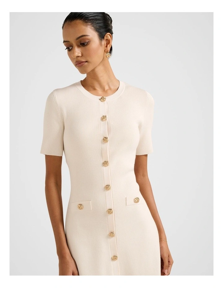 Mallory Button Detail Mini Dress in Cream image 4
