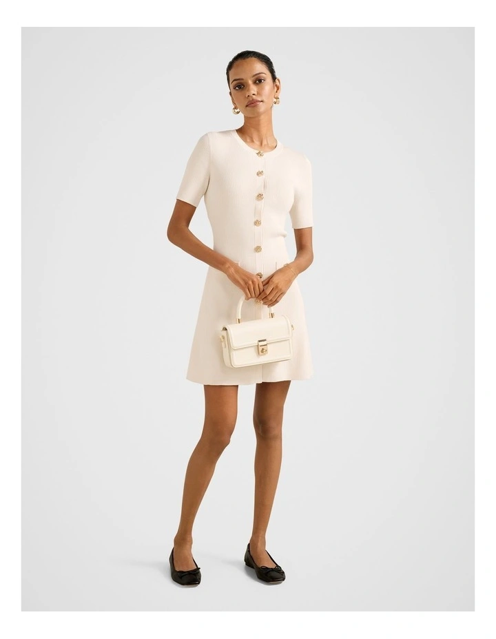 Mallory Button Detail Mini Dress in Cream image 5