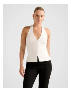 Ricki Halter Neck Top in White
