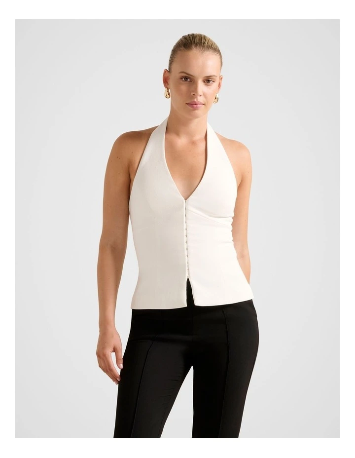 Ricki Halter Neck Top in White image 1