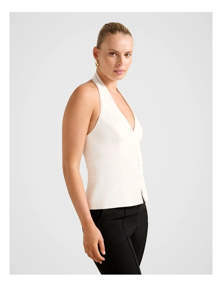 Ricki Halter Neck Top in White image 3