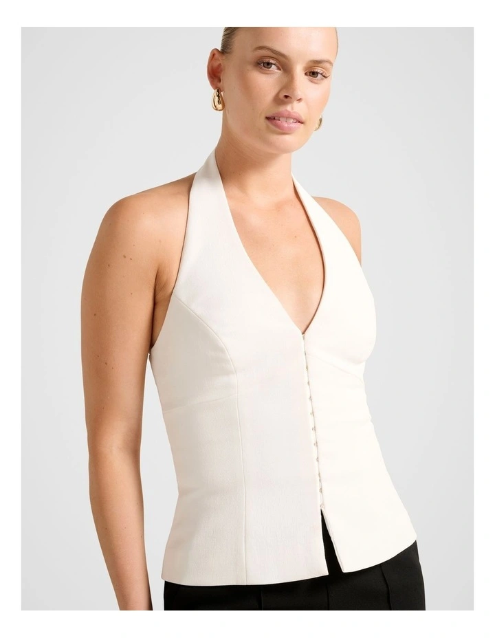 Ricki Halter Neck Top in White image 4
