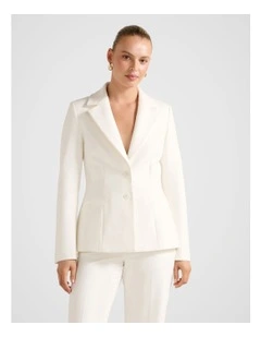 Jolie Nipped Waist Blazer in White