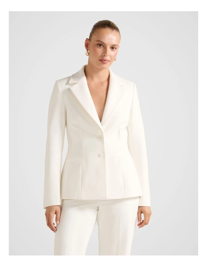 Jolie Nipped Waist Blazer in White image 1