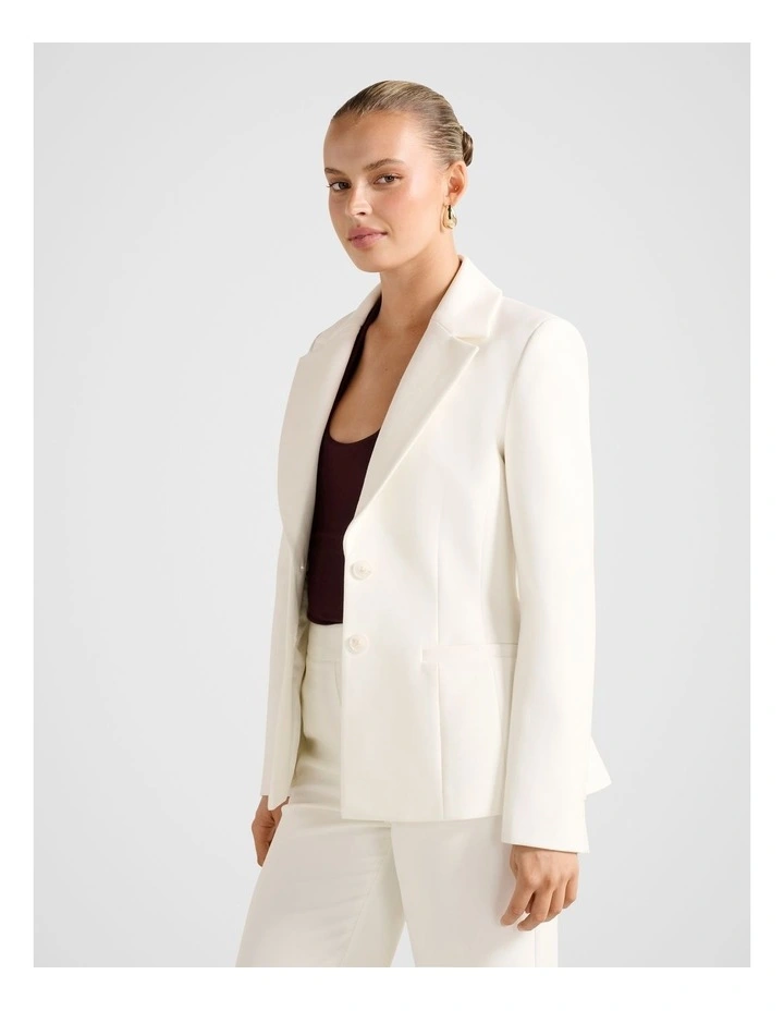 Jolie Nipped Waist Blazer in White image 3