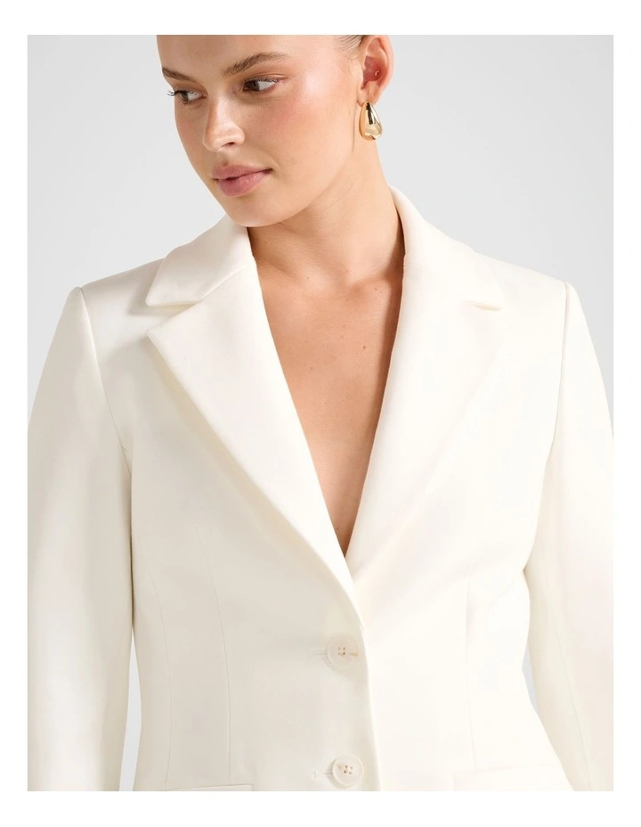 Jolie Nipped Waist Blazer in White image 4