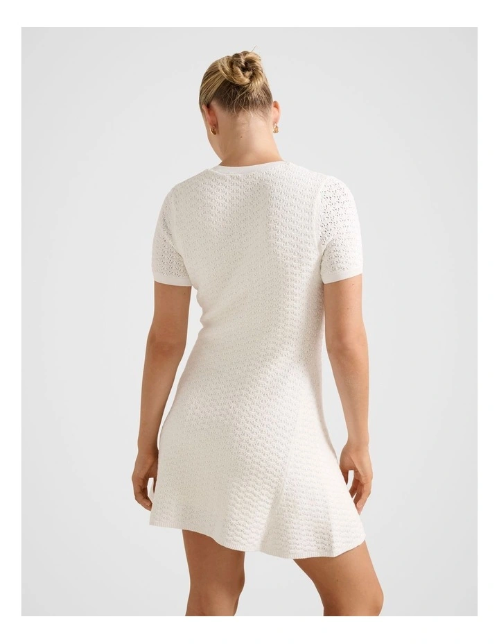 Rosa Stitch Interest Knitted Mini Dress in White image 2