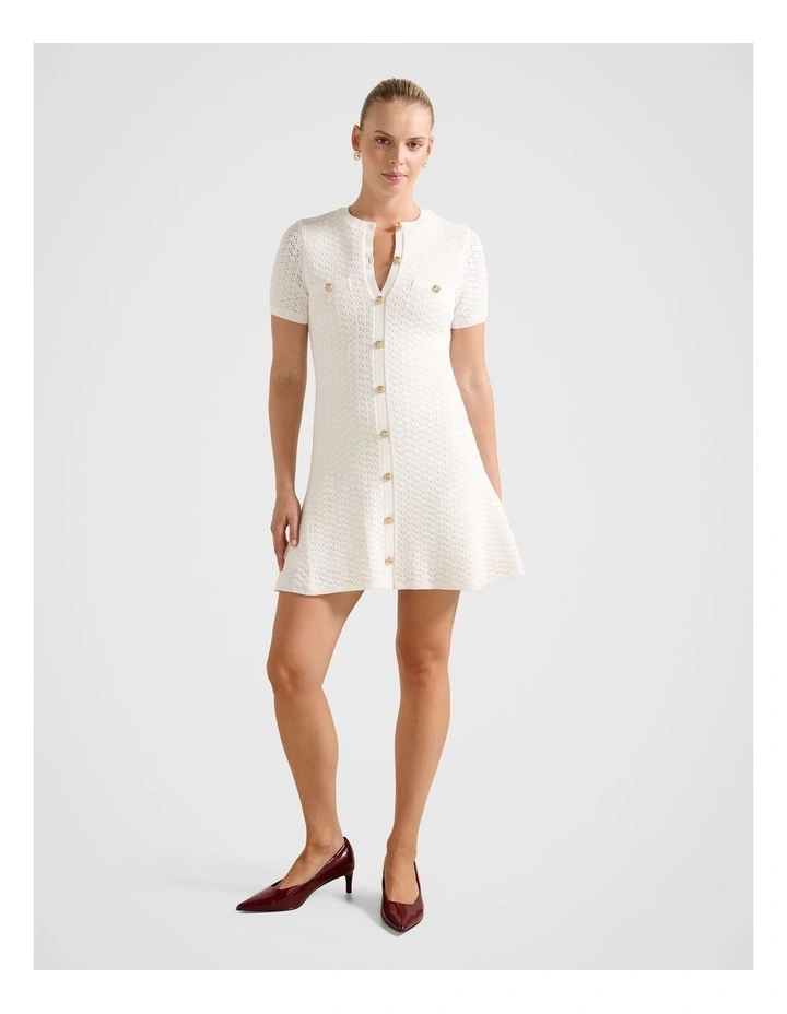 Rosa Stitch Interest Knitted Mini Dress in White image 5