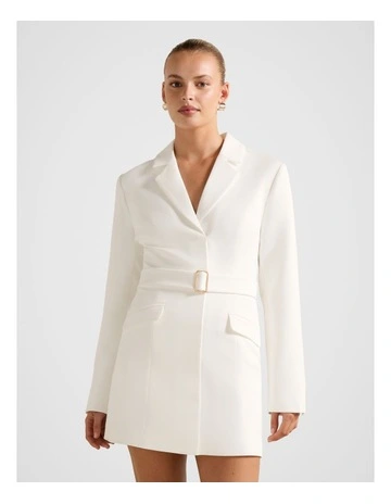 Christine Blazer Mini Dress in White